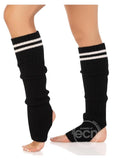 Leg Avenue Ribbed Stirrup Leg Warmers with Athletic Stripe - O/S