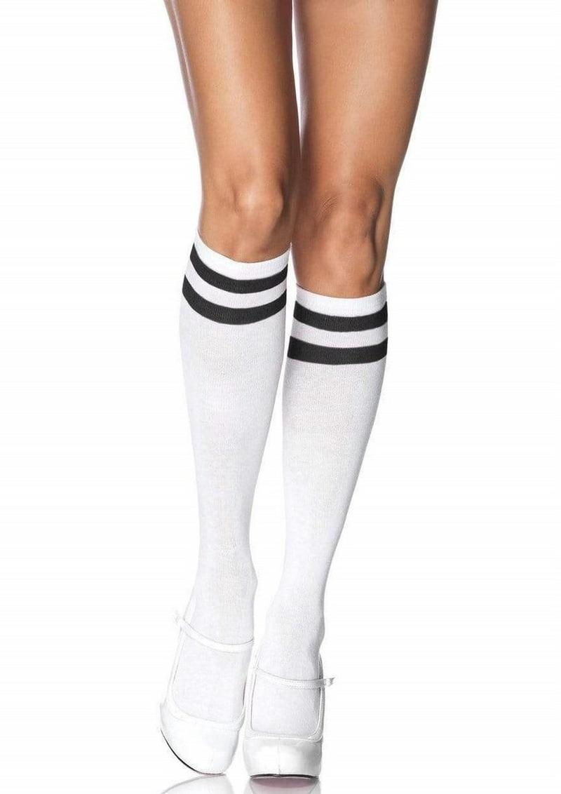 Leg Avenue Athletic Knee High - OS - White/Black