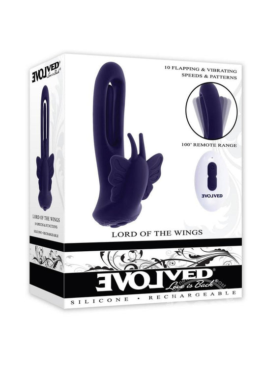 Lord of the Wings Rechargeable Silicone Butterfly Stimulator with Remote - Purple