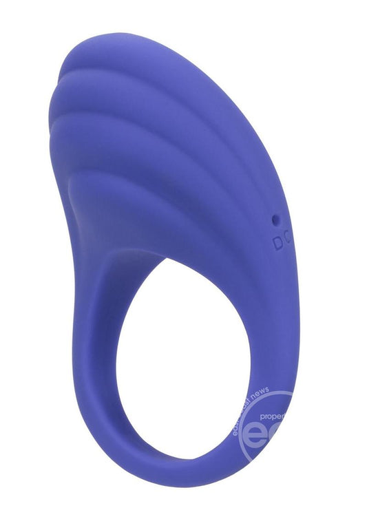 CalExotics Connect Couples Ring Rechargeable Silicone App Compatible Cock Ring with Remote - Purple