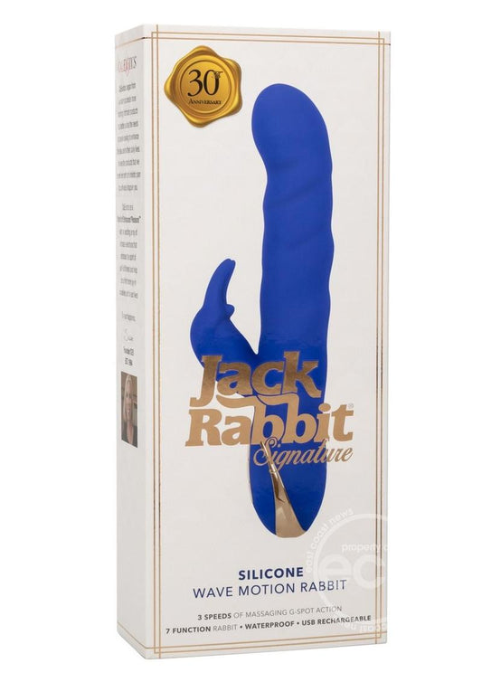 Jack Rabbit Signature Rechargeable Silicone Wave Motion Rabbit Vibrator - Blue