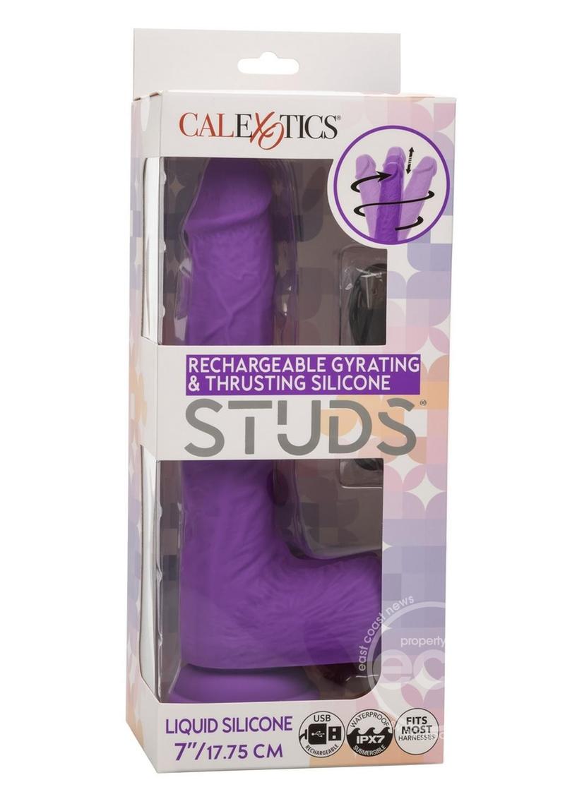 Rechargeable Gyrating & Thrusting Silicone Studs - Purple