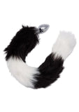 Running Wild Black & White Tail Faux Fur Tail and Metallic Anal Plug - Black/White