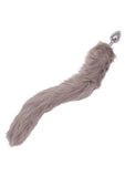 Running Wild Grey Tail Faux Fur Tail and Metallic Anal Plug - Grey