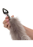 Running Wild Grey Tail Faux Fur Tail and Metallic Anal Plug - Grey