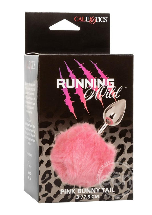 Running Wild Faux Fur Bunny Tail and Metallic Anal Plug - Pink