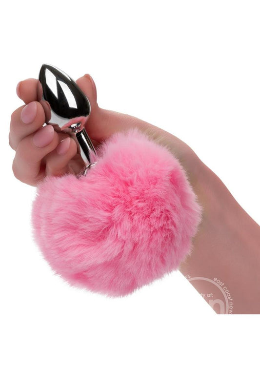 Running Wild Faux Fur Bunny Tail and Metallic Anal Plug - Pink