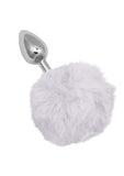 Running Wild Faux Fur Bunny Tail and Metallic Anal Plug - White