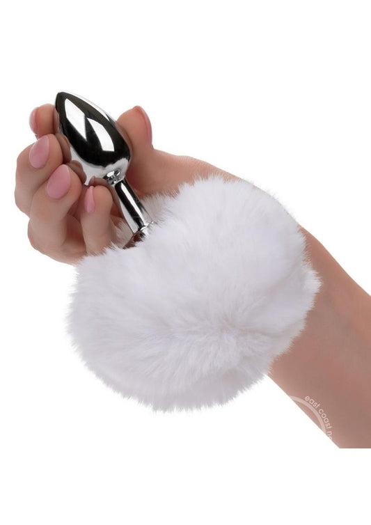 Running Wild Faux Fur Bunny Tail and Metallic Anal Plug - White