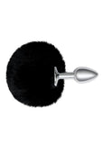 Whipsmart Fluffy Bunny Metal Plug with Tail 2.5in - Black