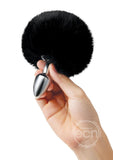 Whipsmart Fluffy Bunny Metal Plug with Tail 2.5in - Black