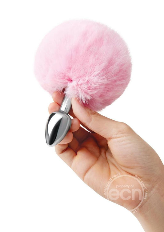 Whipsmart Fluffy Bunny Metal Plug with Tail 2.5in - Pink