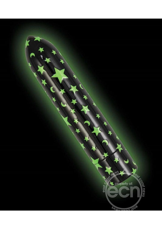 Glow Vibes Seeing Stars Rechargeable Glow-in-The-Dark Bullet - Black/Green