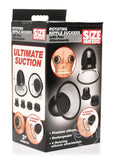 Size Matters 10X Rotating Rechargeable Silicone Nipple Suckers with 4 Attachments - Black/Clear