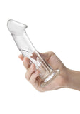 Glas Dildo Glass with Veins and Flat Base 6in - Clear