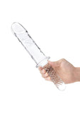 Glas Girthy Glass Cock Double Ended with Handle 11in - Clear