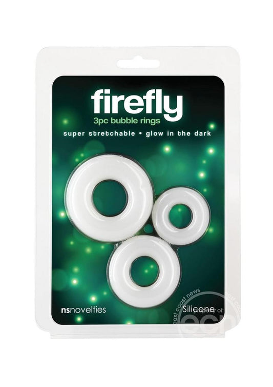 Firefly Bubble Ring Glow in The Dark Cock Ring Set (3 pieces) - White