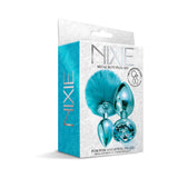 NIXIE Metal Butt Plug Set Pom Pom and Jewel-Inlaid Metallic