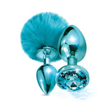 NIXIE Metal Butt Plug Set Pom Pom and Jewel-Inlaid Metallic