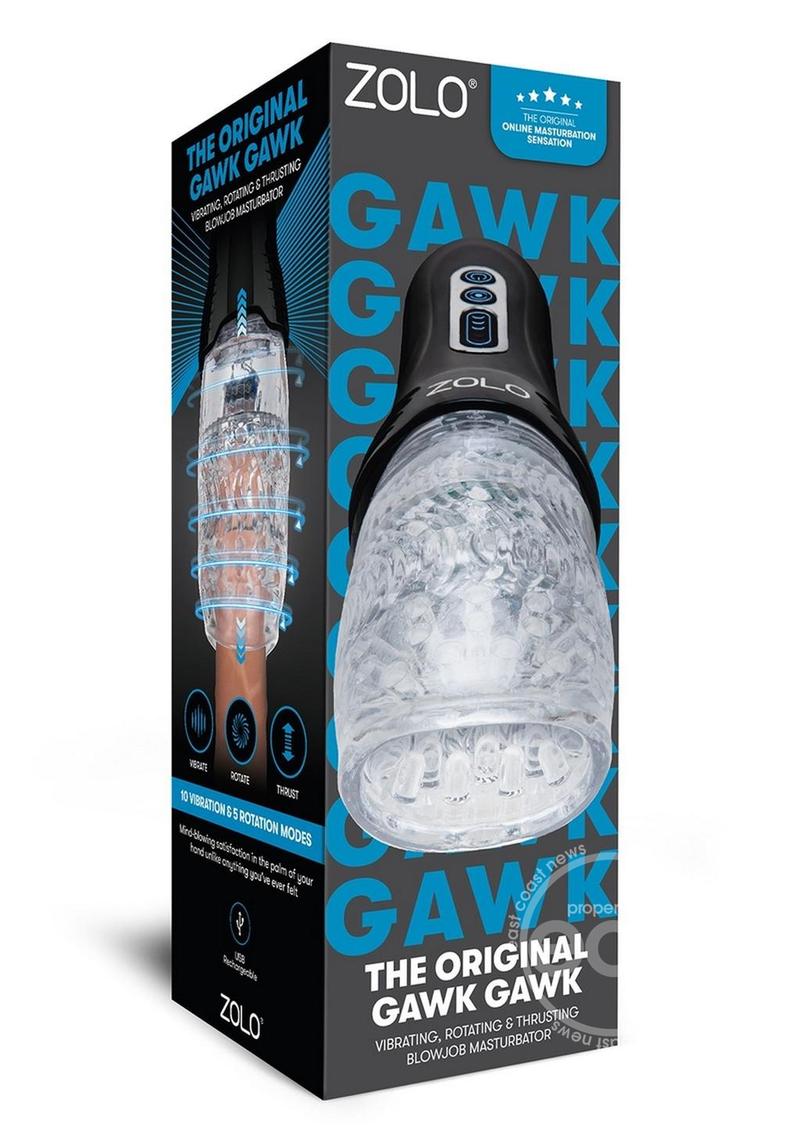 Zolo The Original Gawk Gawk Rechargeable Silicone Vibrating Deep Throat Blowjob Masturbator - Black