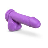 Blush Neo Elite 8 in. Silicone Dual Density Dildo With Balls & Suction Cup Neon Purple