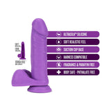 Blush Neo Elite 8 in. Silicone Dual Density Dildo With Balls & Suction Cup Neon Purple