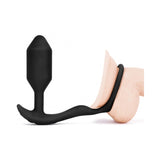 b-Vibe Vibrating Snug & Tug Rechargeable Weighted Silicone Anal Plug with Cockring Black