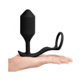 b-Vibe Vibrating Snug & Tug Rechargeable Weighted Silicone Anal Plug with Cockring Black