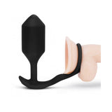 b-Vibe Vibrating Snug & Tug Rechargeable Weighted Silicone Anal Plug with Cockring Black