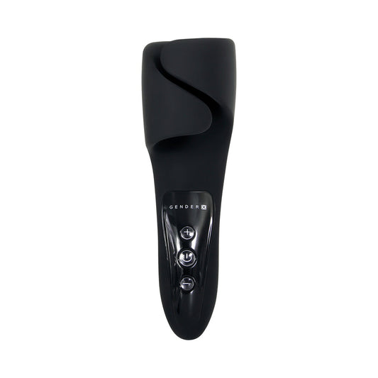 Gender X The Embrace Rechargeable Vibrating Pulsing Silicone Masturbator Black