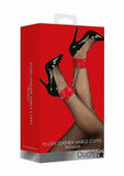 Ouch! Premium Plush Leather Adjustable Ankle Cuffs Red