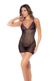 MAPALE BLACK/PURPLE FISHET AND LACE DRESS STOCKING