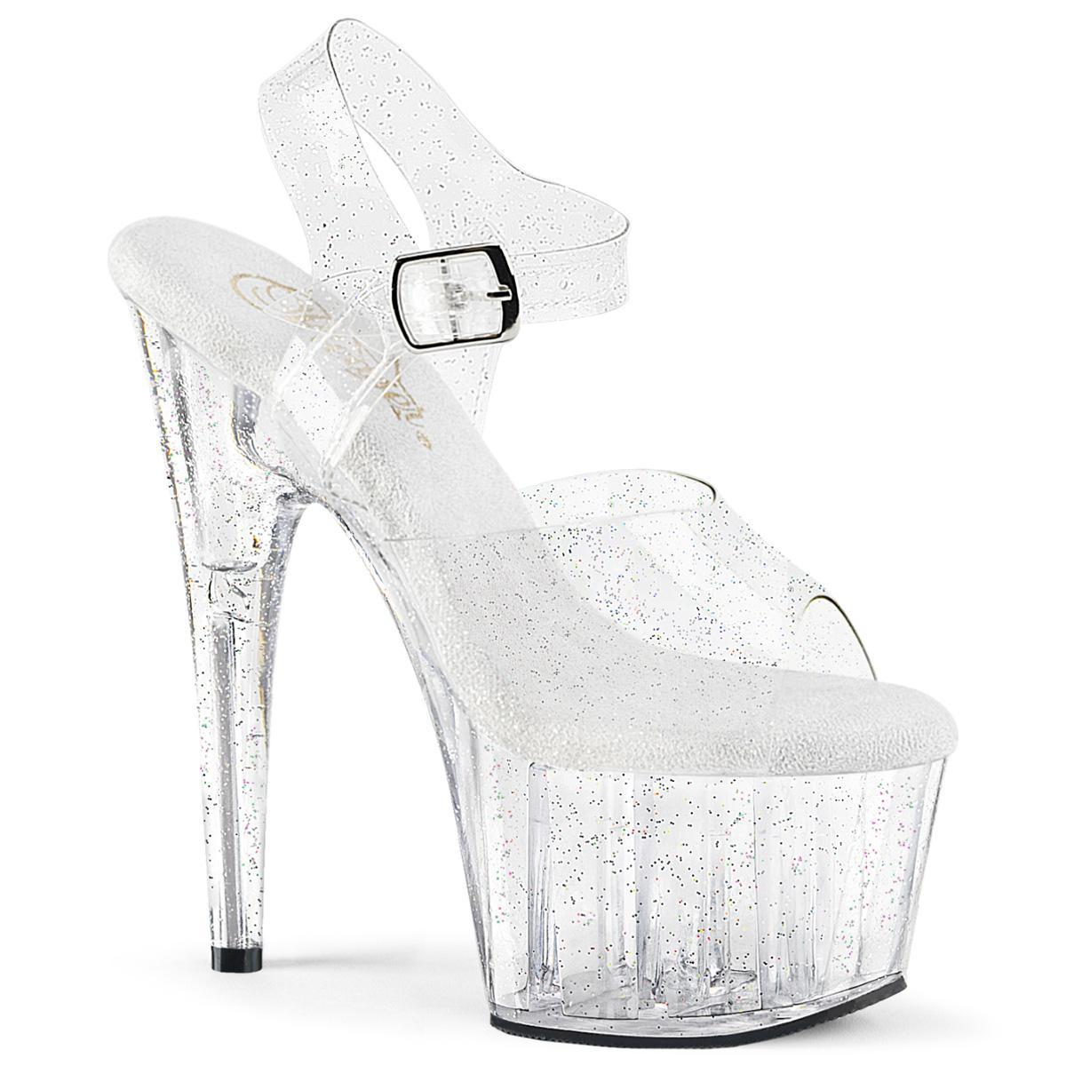 ADORE-708 7" HEEL CLEAR/GLITTER