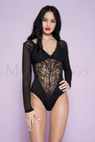 LACE TEDDY WITH LONG SHEER SLEEVE