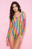 OPEN SHOULDER RAINBOW TEDDY WITH SIDE CUTOUTS