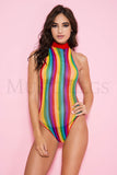 HIGH NECK OPEN BACK RAINBOW TEDDY