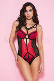 TWO TONE LACE TEDDY W/ STRAPPY BUST