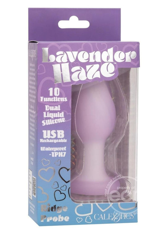 Lavender Haze Ridge Probe Silicone Rechargeable Anal Plug - Purple/White