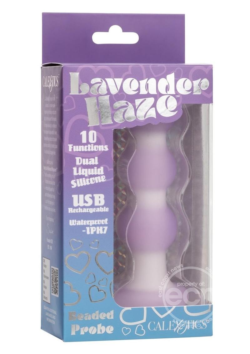 Lavender Haze Beaded Probe Silicone Rechargeable Anal Plug - Purple/White