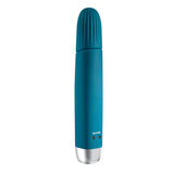 Evolved Super Slim Rechargeable Textured Silicone Sli mline Vibrator Teal