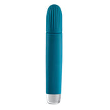 Evolved Super Slim Rechargeable Textured Silicone Sli mline Vibrator Teal