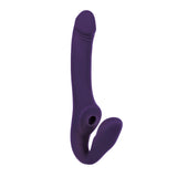 Evolved 2 Become 1 Rechargeable Remote-Controlled Silicone Strapless Strap-On With Suction Purple