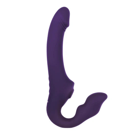 Evolved 2 Become 1 Rechargeable Remote-Controlled Silicone Strapless Strap-On With Suction Purple