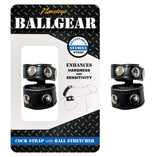 Ballgear Cock Strap With Ball Stretcher Black