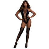 Opaque Seamless Teddy with High-Neck Styling with Fixed Shoulder Straps Black OS