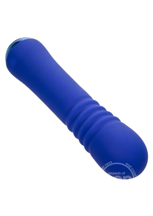 Thicc Chubby Thrusting Rechargeable Silicone Vibrator - Blue