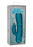 Thicc Chubby Thrusting Tickler Rechargeable Silicone Rabbit Vibrator- Blue