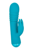 Thicc Chubby Thrusting Tickler Rechargeable Silicone Rabbit Vibrator- Blue