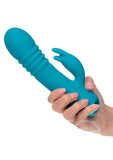 Thicc Chubby Thrusting Tickler Rechargeable Silicone Rabbit Vibrator- Blue