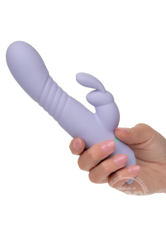 Love Bunny Thrusting Bunny Rechargeable Silicone Rabbit Vibrator - Purple/Teal